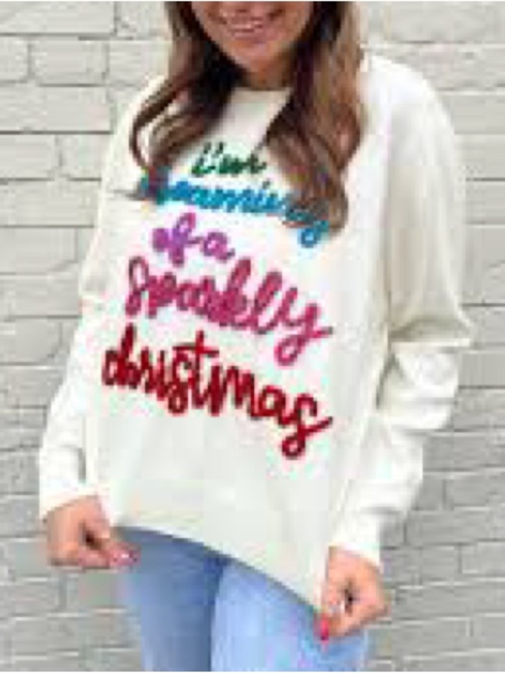 Queen of Sparkles I’m Dreaming of a Sparkly Christmas Sequin Sweatshirt XS